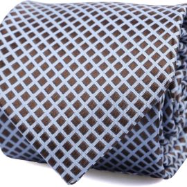 Suitable Stropdas Zijde Ruiten Bruin -